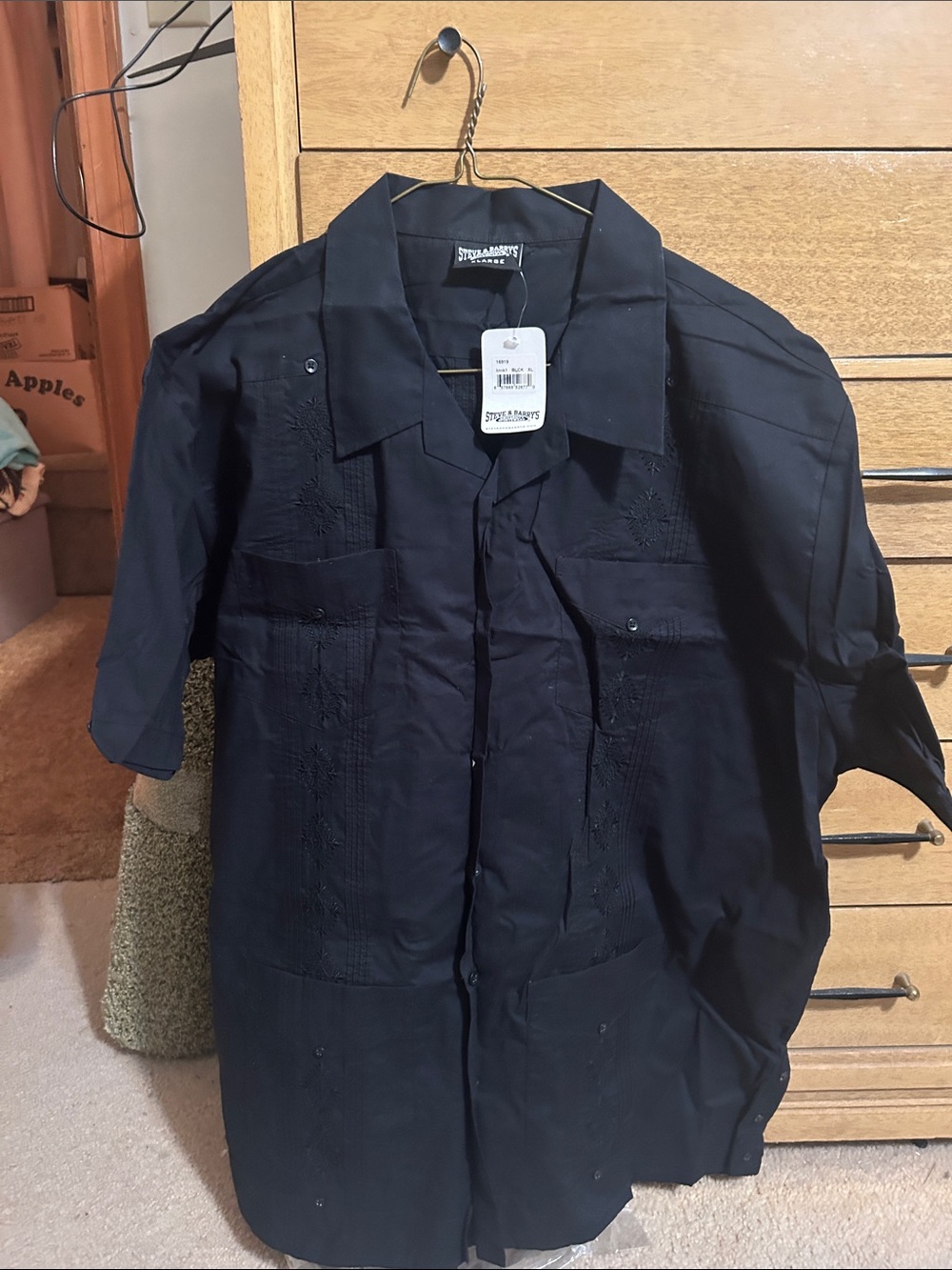 Steve & Barry's Black Short-Sleeve Guayabera Shirt Jacket